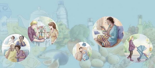 Illustrationen von Schwangeren und werdenden Eltern