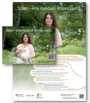 Material zur Weltstillwoche 2022 mit Motto "Stillen - eine Handvoll Wissen reicht."