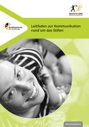 Titelbild Leitfaden Kommunikation rund um das Stillen zeigt stillende Frau mit Baby