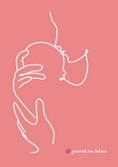 Strichzeichnung einer Silhouette von einer Person, die ein Baby hält und den Kopf küsst
