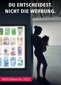 Silhouette einer Frau, die ein Baby im Arm hält. Beide sind seitlich zu sehen. Auf dem Bild steht der Text "Du entscheidest. Nicht die Werbung." und Weltstillwoche 2025".