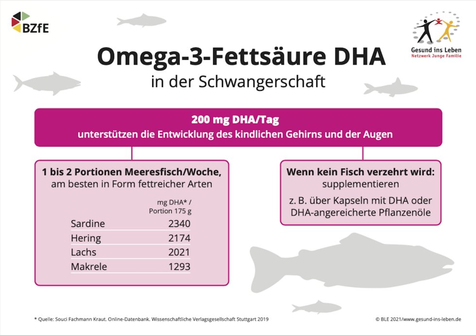 Empfehlungen zur Omega-3-Fettsäure DHA in der Schwangerschaft