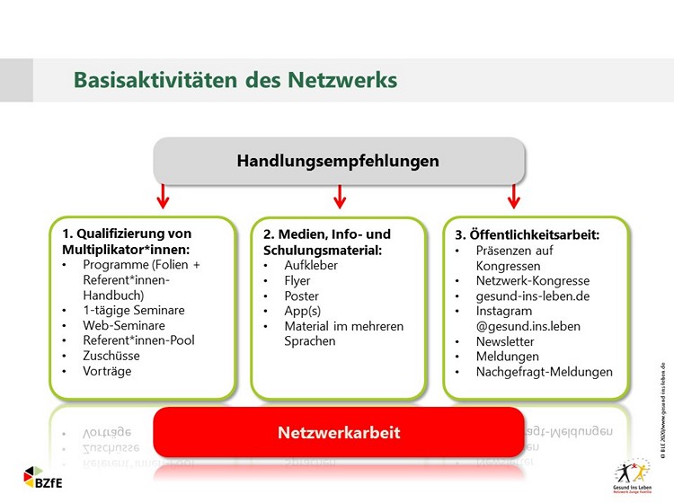 Übersicht der Basisaktivitäten des Netzwerks