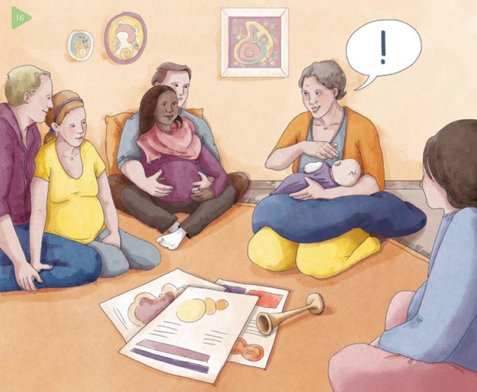 Zeichnung Informieren Sie sich bereits während der Schwangerschaft über das  Stillen. 