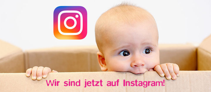 Baby in Karton - Wir sind jetzt auf Instagram